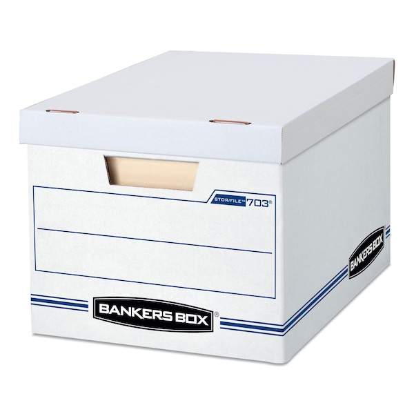 File Boxes, Cardboard, 12" W, 16.25" D, 10.5" H, Lift-Off Lid Closure, White